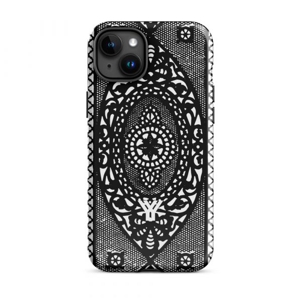 Designer Hardcase iPhone® Handyhülle Folk Print Schwarz 33 tough case for iphone glossy iphone 15 plus front 6547dee11e9f2
