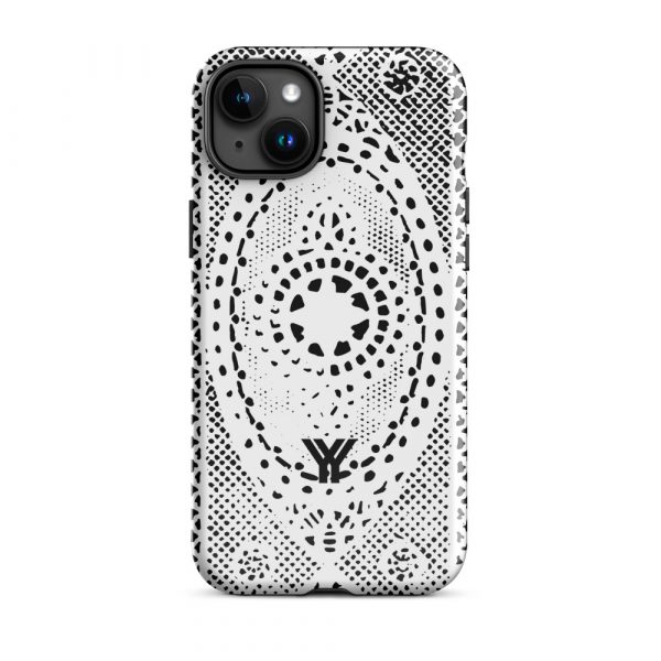 Designer Hardcase iPhone® Handyhülle Folk Print Weiß 33 tough case for iphone glossy iphone 15 plus front 6547e21a46a15