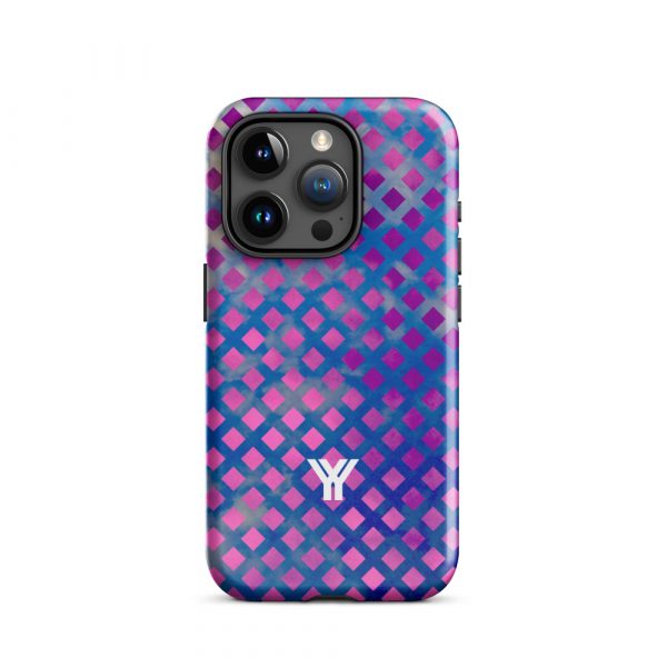 Designer Hardcase iPhone® Handyhülle Mesh Style Blue Pink 35 tough case for iphone glossy iphone 15 pro front 6547d9e97f3d0
