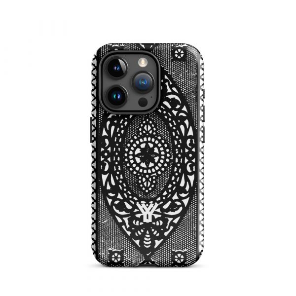 Designer Hardcase iPhone® Handyhülle Folk Print Schwarz 35 tough case for iphone glossy iphone 15 pro front 6547dee11eaed