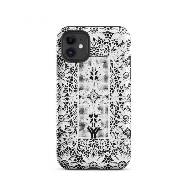 Designer Hardcase iPhone® Handyhülle Folk Print Crochet Weiß 2 tough case for iphone matte iphone 11 front 6547df887da7b