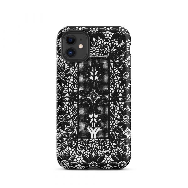 Designer Hardcase iPhone® Handyhülle Folk Print Crochet Schwarz 2 tough case for iphone matte iphone 11 front 6547e18824044