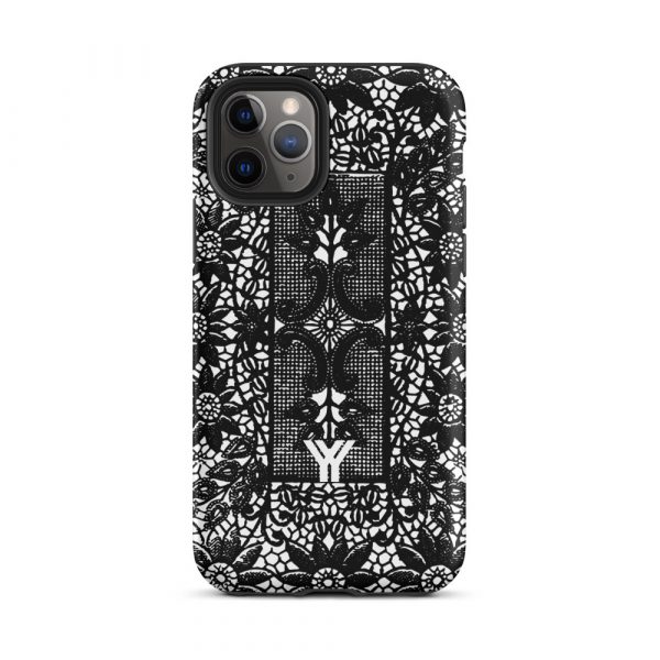 Designer Hardcase iPhone® Handyhülle Folk Print Crochet Schwarz 4 tough case for iphone matte iphone 11 pro front 6547e1882413b