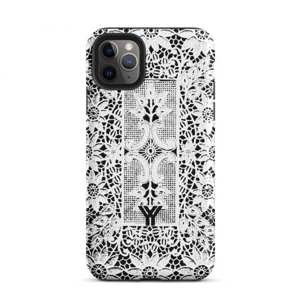 Designer Hardcase iPhone® Handyhülle Folk Print Crochet Weiß 6 tough case for iphone matte iphone 11 pro max front 6547df887dca4