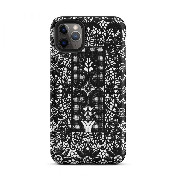 Designer Hardcase iPhone® Handyhülle Folk Print Crochet Schwarz 6 tough case for iphone matte iphone 11 pro max front 6547e1882421b