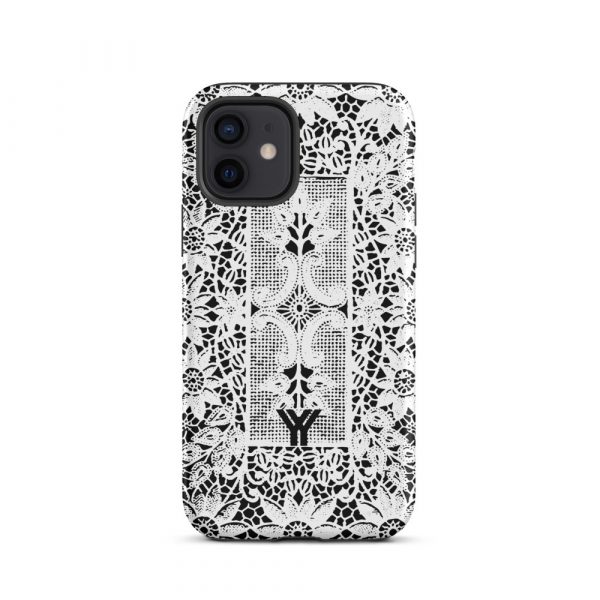 Designer Hardcase iPhone® Handyhülle Folk Print Crochet Weiß 10 tough case for iphone matte iphone 12 front 6547df887dea3
