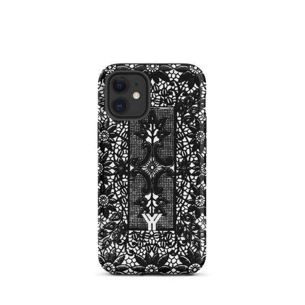 Designer Hardcase iPhone® Handyhülle Folk Print Crochet Schwarz 8 tough case for iphone matte iphone 12 mini front 6547e18824337