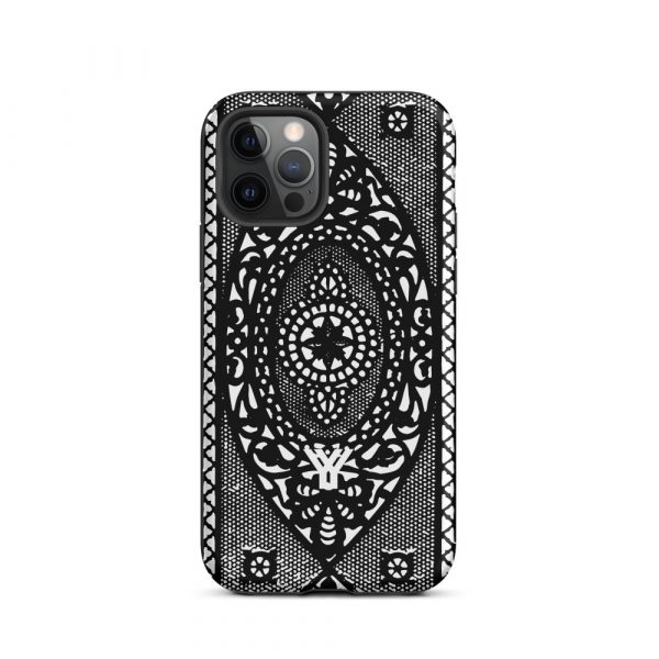 Designer Hardcase iPhone® Handyhülle Folk Print Schwarz 12 tough case for iphone matte iphone 12 pro front 6547dee11e3aa