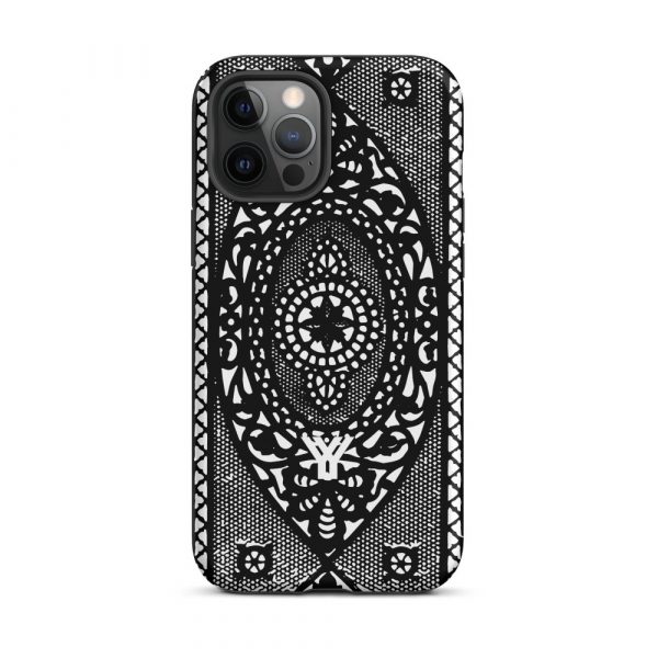 Designer Hardcase iPhone® Handyhülle Folk Print Schwarz 14 tough case for iphone matte iphone 12 pro max front 6547dee11e43d