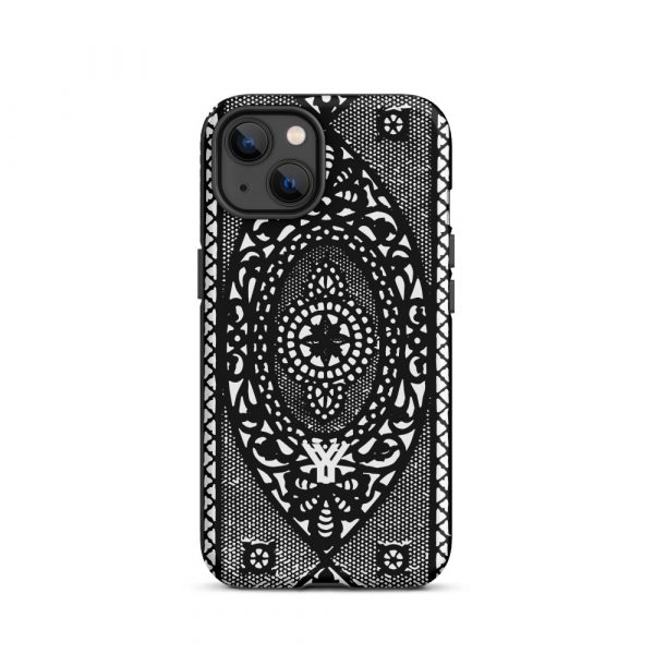 Designer Hardcase iPhone® Handyhülle Folk Print Schwarz 18 tough case for iphone matte iphone 13 front 6547dee11e566