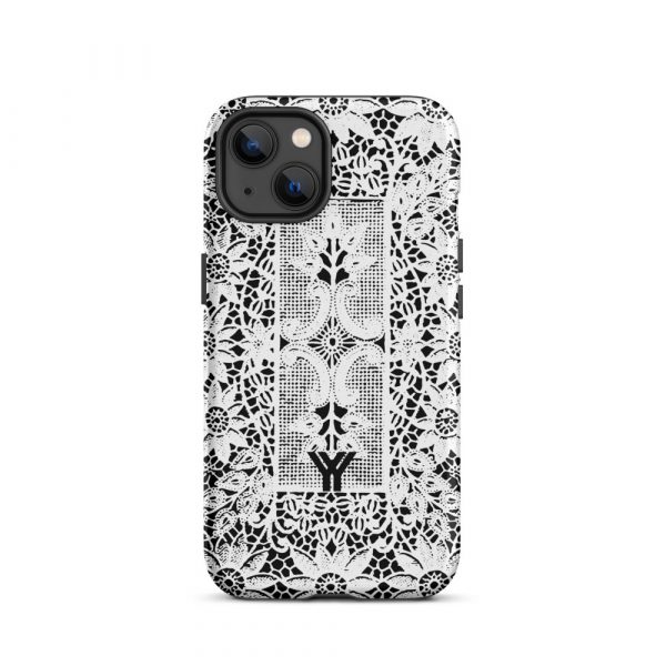 Designer Hardcase iPhone® Handyhülle Folk Print Crochet Weiß 18 tough case for iphone matte iphone 13 front 6547df887e25e