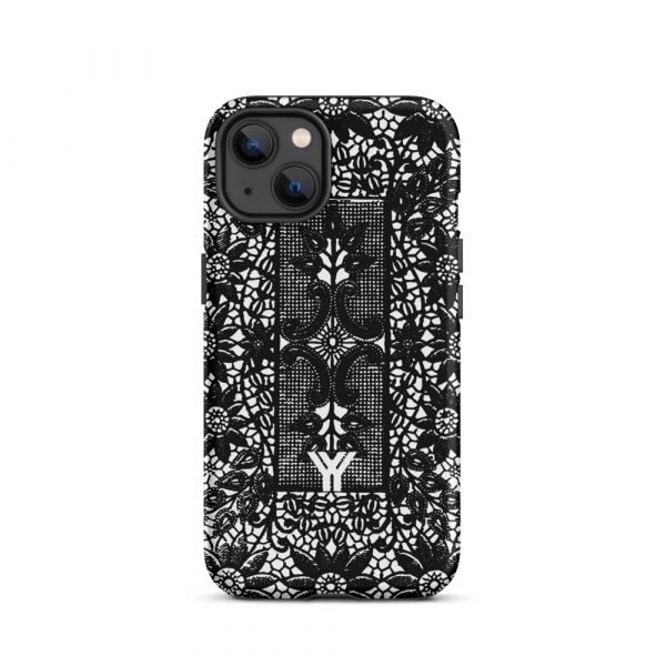 Designer Hardcase iPhone® Handyhülle Folk Print Crochet Schwarz 18 tough case for iphone matte iphone 13 front 6547e1882486c