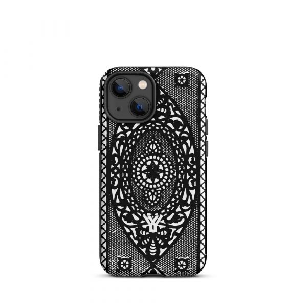 Designer Hardcase iPhone® Handyhülle Folk Print Schwarz 16 tough case for iphone matte iphone 13 mini front 6547dee11e4d6