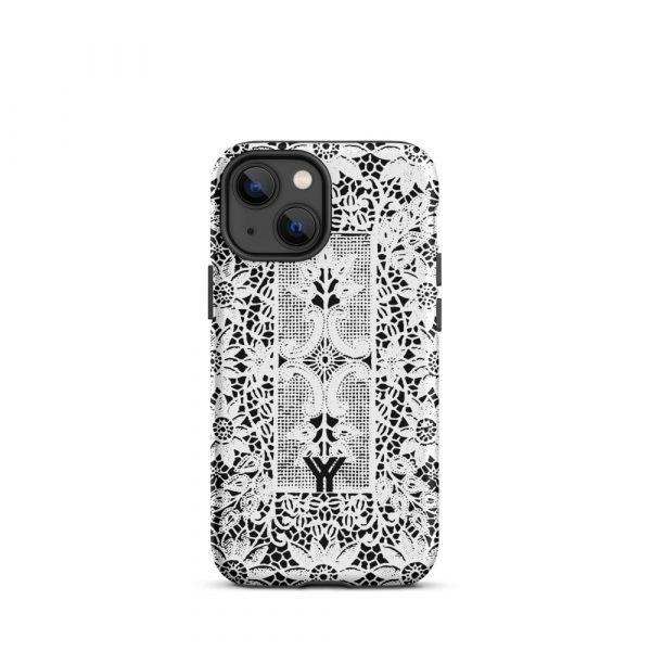 Designer Hardcase iPhone® Handyhülle Folk Print Crochet Weiß 16 tough case for iphone matte iphone 13 mini front 6547df887e16e