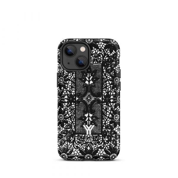 Designer Hardcase iPhone® Handyhülle Folk Print Crochet Schwarz 16 tough case for iphone matte iphone 13 mini front 6547e1882476d