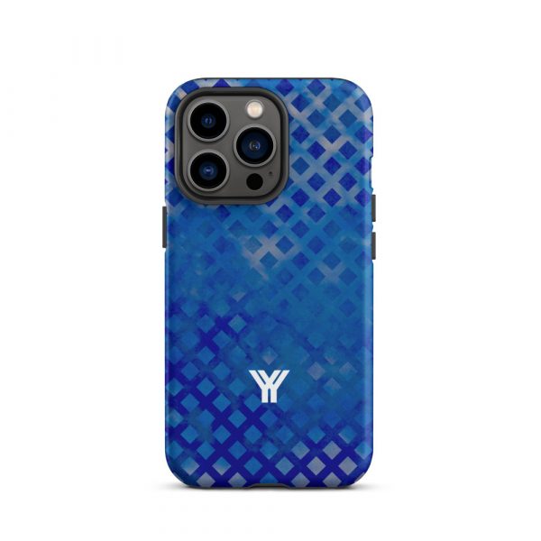 Designer Hardcase iPhone® Handyhülle Mesh Style Double Blue 20 tough case for iphone matte iphone 13 pro front 6547da6d5fcd5