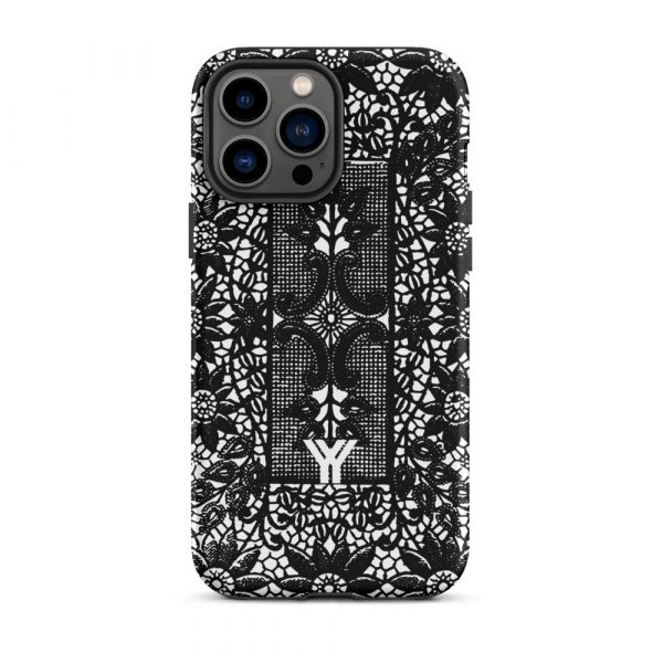 Designer Hardcase iPhone® Handyhülle Folk Print Crochet Schwarz 22 tough case for iphone matte iphone 13 pro max front 6547e18824a76