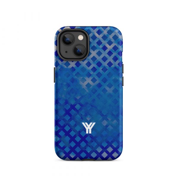 Designer Hardcase iPhone® Handyhülle Mesh Style Double Blue 24 tough case for iphone matte iphone 14 front 6547da6d5fe83