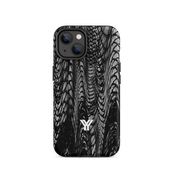 Designer Hardcase iPhone® Handyhülle Mesh Style Black & White 24 tough case for iphone matte iphone 14 front 6547daea7190a