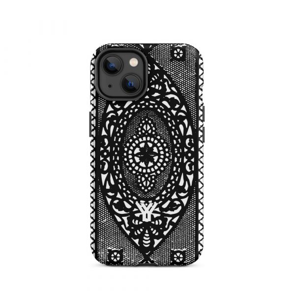 Designer Hardcase iPhone® Handyhülle Folk Print Schwarz 24 tough case for iphone matte iphone 14 front 6547dee11e714