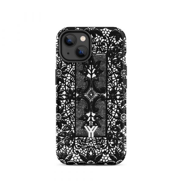 Designer Hardcase iPhone® Handyhülle Folk Print Crochet Schwarz 24 tough case for iphone matte iphone 14 front 6547e18824ba2