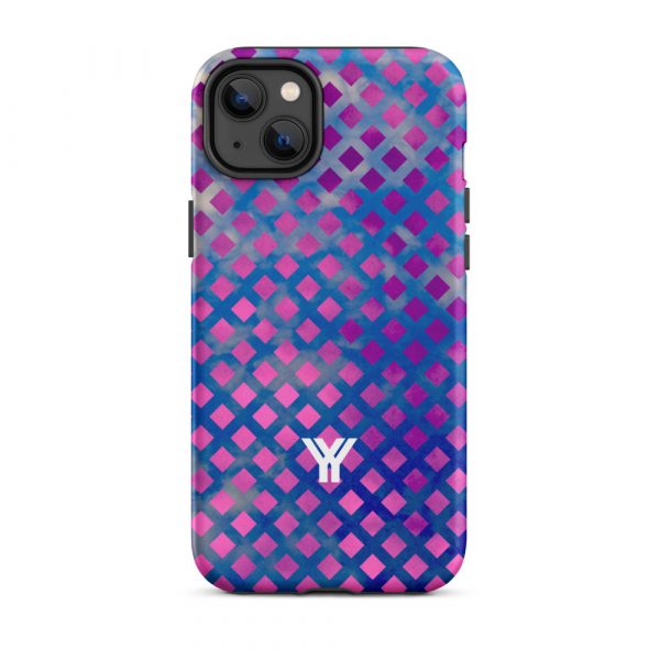 Designer Hardcase iPhone® Handyhülle Mesh Style Blue Pink 26 tough case for iphone matte iphone 14 plus front 6547d9e97f0bc