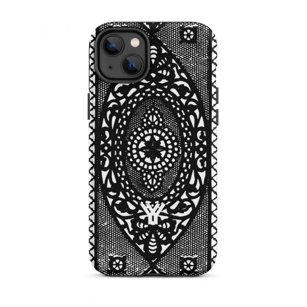 Designer Hardcase iPhone® Handyhülle Folk Print Schwarz 26 tough case for iphone matte iphone 14 plus front 6547dee11e7a5
