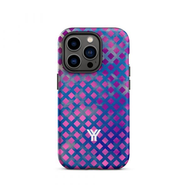 Designer Hardcase iPhone® Handyhülle Mesh Style Blue Pink 28 tough case for iphone matte iphone 14 pro front 6547d9e97f167