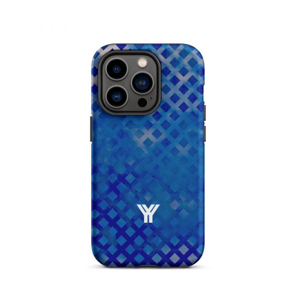 Designer Hardcase iPhone® Handyhülle Mesh Style Double Blue 28 tough case for iphone matte iphone 14 pro front 6547da6d6002a