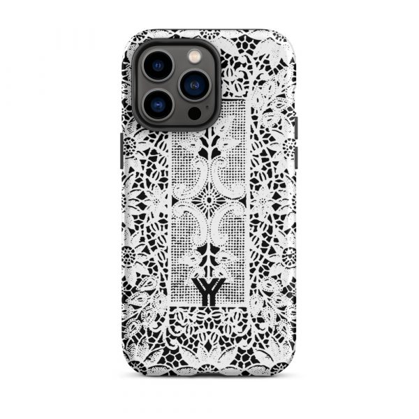 Designer Hardcase iPhone® Handyhülle Folk Print Crochet Weiß 29 tough case for iphone matte iphone 14 pro max front 6547df887e870