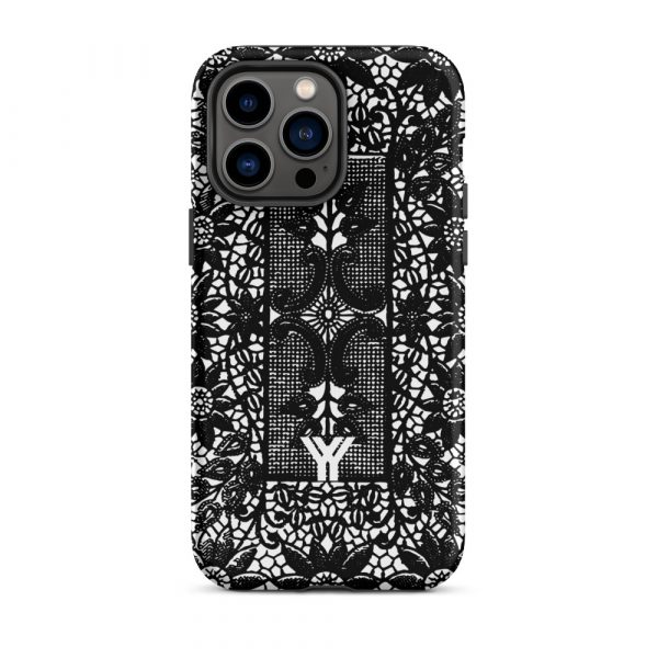 Designer Hardcase iPhone® Handyhülle Folk Print Crochet Schwarz 30 tough case for iphone matte iphone 14 pro max front 6547e18824e9a