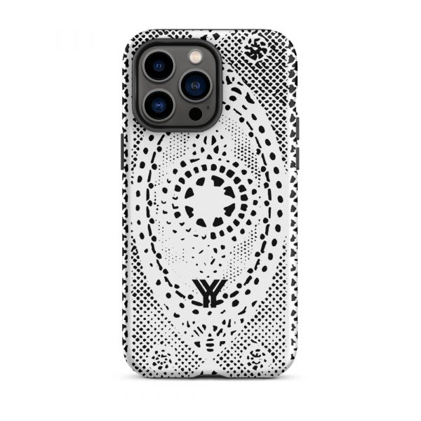 Designer Hardcase iPhone® Handyhülle Folk Print Weiß 30 tough case for iphone matte iphone 14 pro max front 6547e21a4689a
