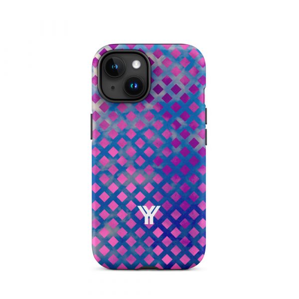 Designer Hardcase iPhone® Handyhülle Mesh Style Blue Pink 32 tough case for iphone matte iphone 15 front 6547d9e97f2d6