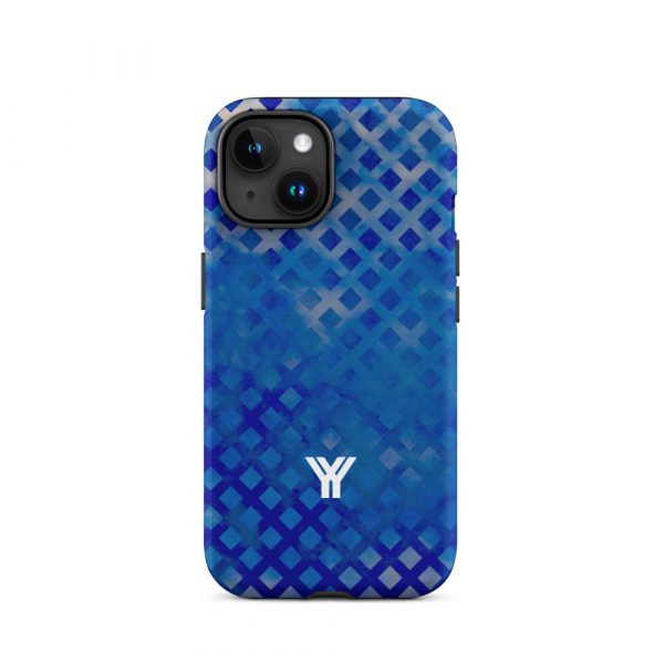 Designer Hardcase iPhone® Handyhülle Mesh Style Double Blue 32 tough case for iphone matte iphone 15 front 6547da6d601d1
