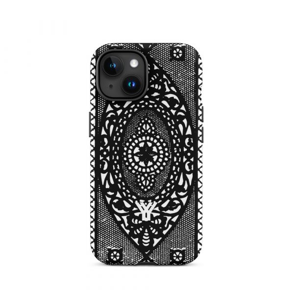 Designer Hardcase iPhone® Handyhülle Folk Print Schwarz 32 tough case for iphone matte iphone 15 front 6547dee11e97f