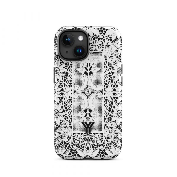 Designer Hardcase iPhone® Handyhülle Folk Print Crochet Weiß 32 tough case for iphone matte iphone 15 front 6547df887e963
