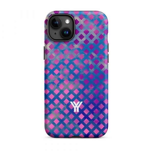 Designer Hardcase iPhone® Handyhülle Mesh Style Blue Pink 34 tough case for iphone matte iphone 15 plus front 6547d9e97f383