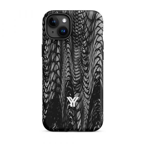 Designer Hardcase iPhone® Handyhülle Mesh Style Black & White 34 tough case for iphone matte iphone 15 plus front 6547daea71c46