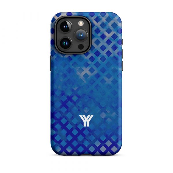Designer Hardcase iPhone® Handyhülle Mesh Style Double Blue 38 tough case for iphone matte iphone 15 pro max front 6547da6d6044d