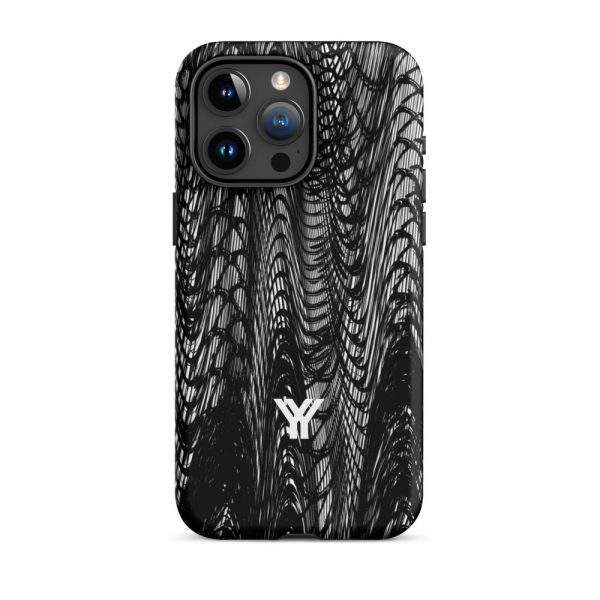 Designer Hardcase iPhone® Handyhülle Mesh Style Black & White 38 tough case for iphone matte iphone 15 pro max front 6547daea71d4c