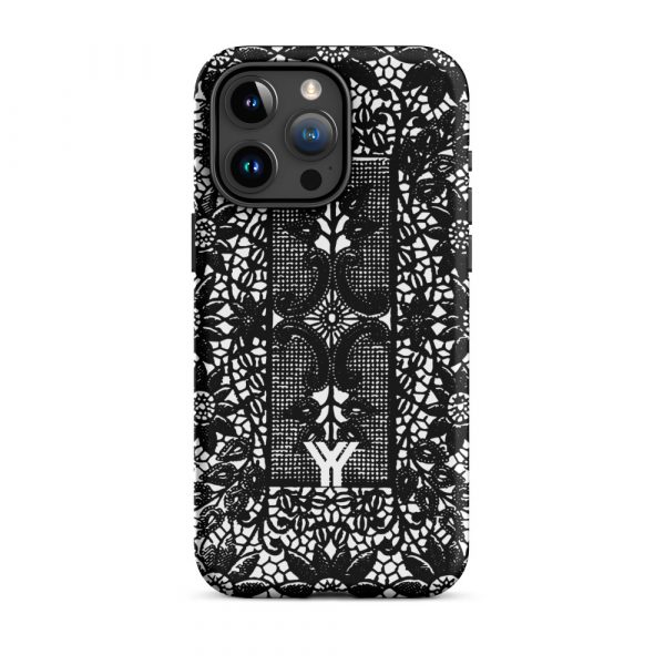 Designer Hardcase iPhone® Handyhülle Folk Print Crochet Schwarz 38 tough case for iphone matte iphone 15 pro max front 6547e188253e9