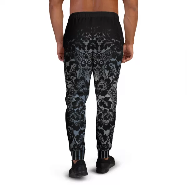 Stylishe Designer Jogginghose Herren Baroque Ornaments Black Blue - Baroque Noir Collection
