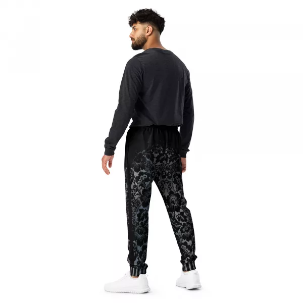 Stylishe Designer Jogginghose Herren Baroque Ornaments Black Blue - Baroque Noir Collection