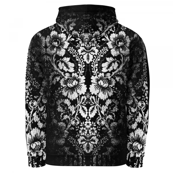 Herren Designer Hoodie Baroque Ornaments Black White – Bild 3