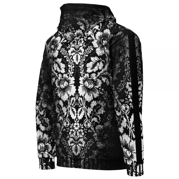 Herren Designer Hoodie Baroque Ornaments Black White – Bild 4
