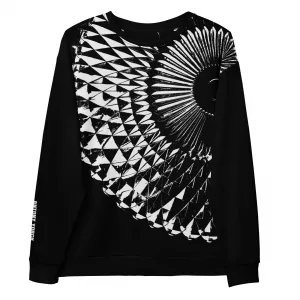 Damen Designer Sweatshirt Capital in schwarz mit weißem abstraktem Aufdruck, Vorderseite, designed by Antony Yorck, Berlin