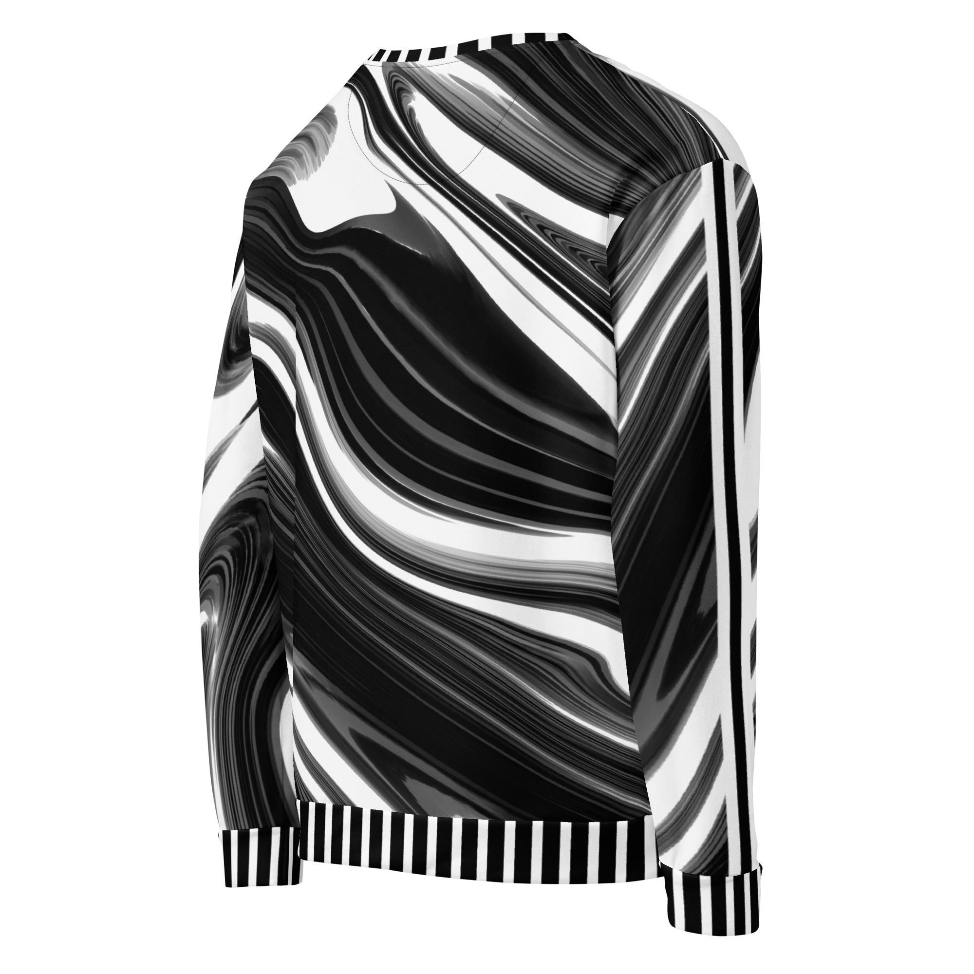 Herren Designer Sweatshirt Psychedelic Schwarz Weiß 4 Herren Designer Sweatshirt Psychedelic Schwarz Weiß – Bild 4