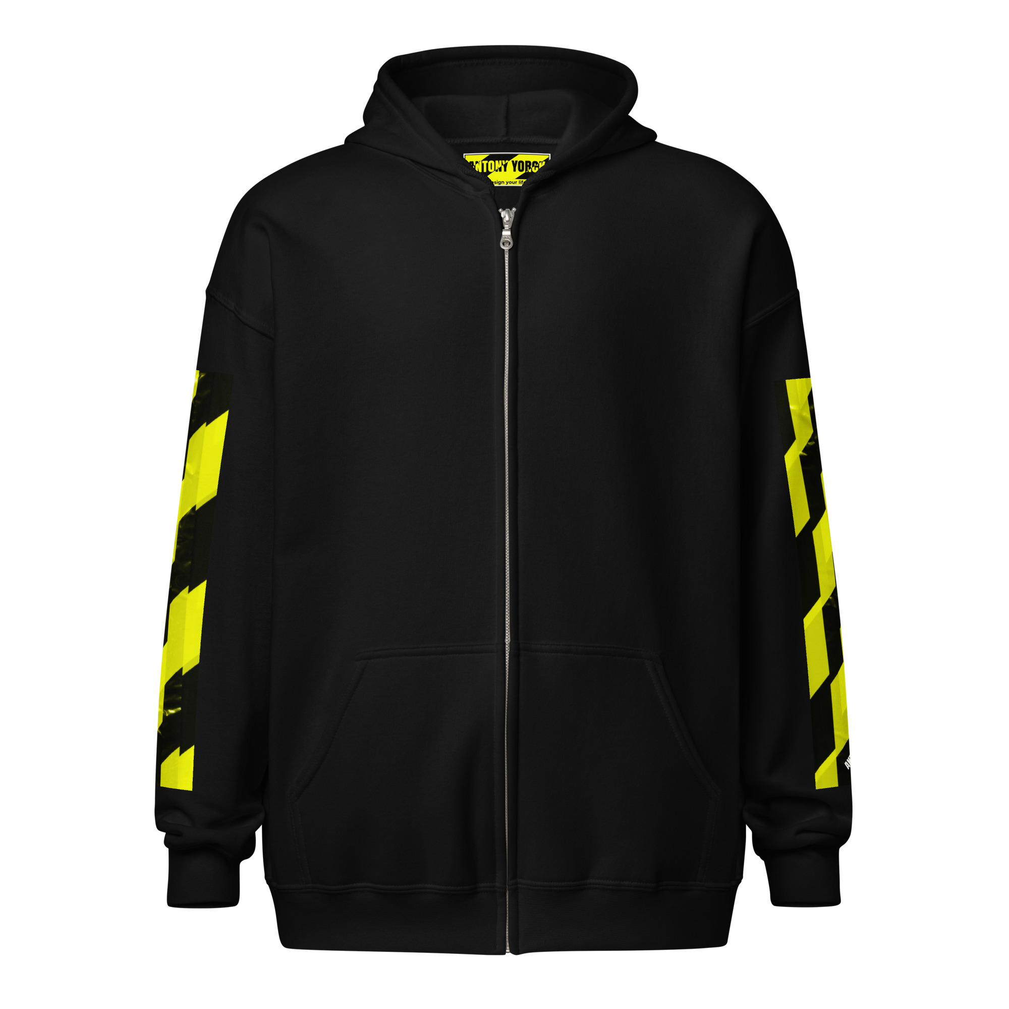 PROHIBITED NOBILITY Designer Art Wear Zip-Hoodie für Herren 3 Vorderseite Herren Designer Art Wear Zip-Hoodie mit Metallreißverschluss und Taschen von Antony Yorck