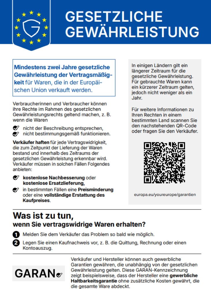 Gestzliches Gewährleistungslabel
